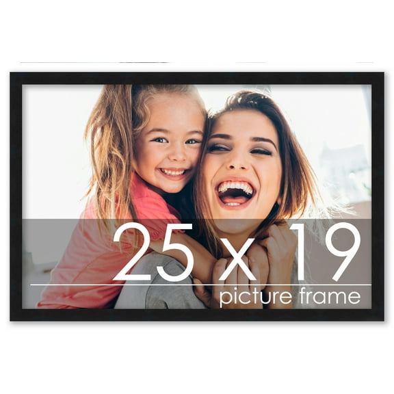 25x19 Black Wood Picture Frame - UV Acrylic, Foam Board Backing, Hanging Hardware