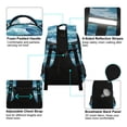 thumbnail image 4 of FORMRS Unisex Backpack Elementary School Travel Bookbag with Reflective Stripes, Green Watercolor Ocean Waves, 4 of 7