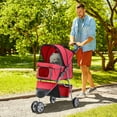 thumbnail image 2 of PawHut D00-041RD Poussette pour Animaux de Luxe Pliable à 3 Roues Transporteur pour Chien et Chat Marche Jogger Rouge, 2 of 9