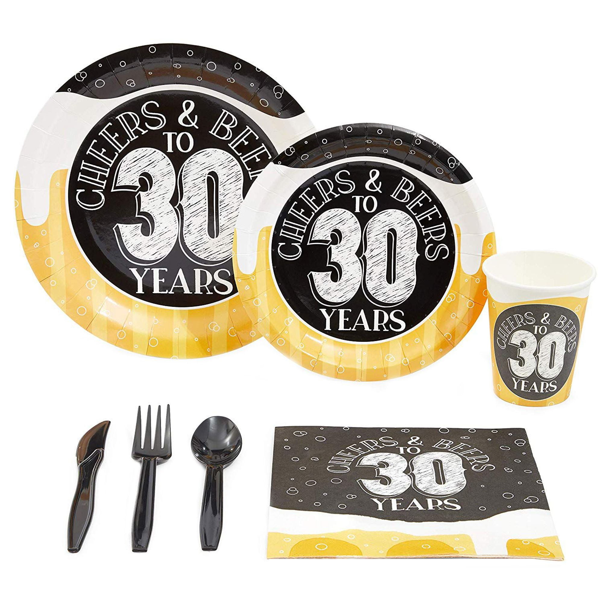 Serves 24 Cheers Beers To 30 Years Party Supplies 168pcs 30th Birthday Anniversary Plates Napkins Cups Utensils Banners Tablecloth Favors Decorations Disposable Paper Tableware Kit Set Walmart Com