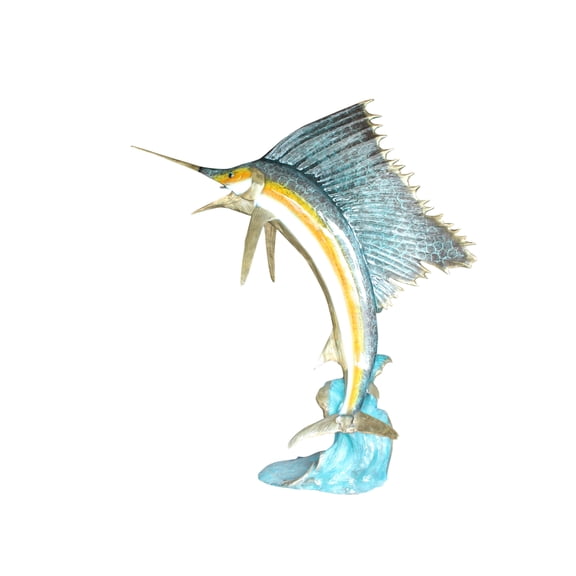 Nifao Sailfish with Four Mahi Mahi Outdoor Fountain Statue, Bronze Garden Water Feature Sculpture for Patio & Yard – Garden Outdoor Decor Sculpture, 90"L x 34"W x 90"H
