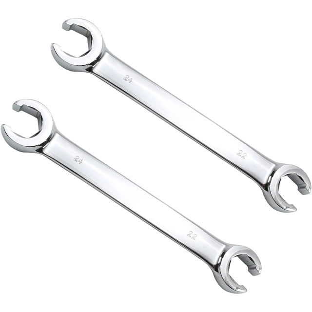 HUGFEGWE Clé à Écrou Évasé 2 Pcs, Clé à Double Extrémité Ouverte Métrique 22mm x 24mm CJB91-22303