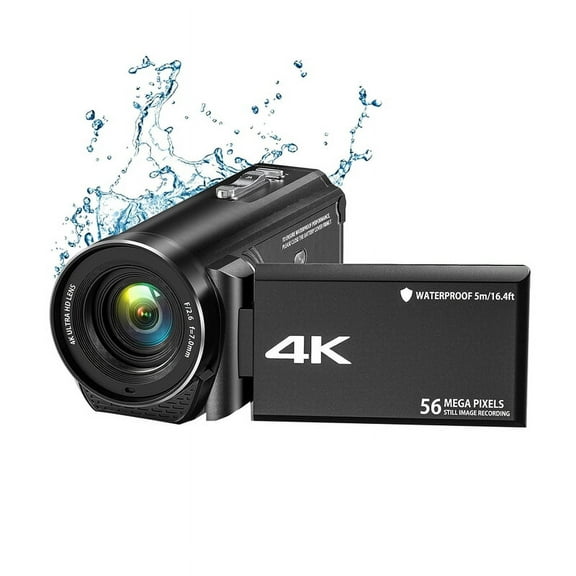 Video Camcorder Camera 4K Ultra HD 56MP 30FPS Vlogging Camera, 18X Digital Zoom Waterproof for