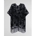 thumbnail image 5 of WeHello Women's Burnout Velvet Kimono Black Cardigan Cover Up Holiday Casual Cardigan Shawl Tops, 5 of 9