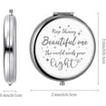 thumbnail image 2 of Beautiful Compact Mirror Keep Shining Stainless Steel Encouraging Personalized Mini Makeup Pocket Travel Engraved Mirrors Silver for Friends Family Graduation Birthday New Year Gifts Gray, 2 of 7