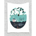 thumbnail image 1 of Kids Boys Tapestry, I Love the Sea Message with Boat Seagulls Shark and School of Fish Marine Theme, Wall Hanging for Bedroom Living Room Dorm Decor, 40W X 60L Inches, Multicolor, by Ambesonne, 1 of 2
