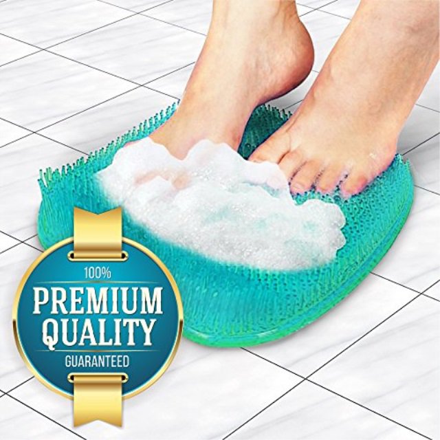 Eutuxia Shower Foot Scrubber Massager Cleaner, Acupressure Mat with NonSlip Suction Cups