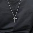 thumbnail image 3 of Rynsito Cross Necklace for Men Mens Cross Necklaces Silver Cross Pendant, With Strong Stainless Steel Box Chain 24 Inch, 3 of 5
