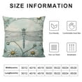 thumbnail image 5 of PRATYUS  Dragonfly Throw Pillow Cushion Cover, Vintage Retro Farm Life Inspired Moth with Daisies Lilies Leaves Image, Decorative Square Accent Pillow Case, Lilac Green 18x18in, 5 of 5