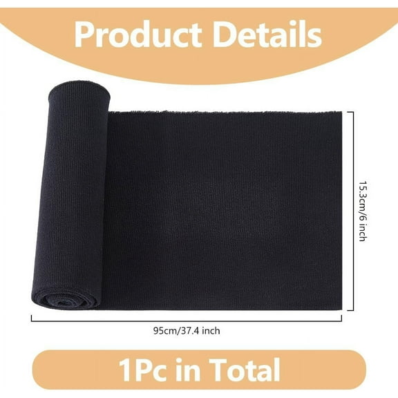 Black Rib Fabric for Cuffs Cotton Stretch Knit Fabric Trim 37x6in Fabric Cuff(1Pc)