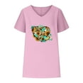 thumbnail image 4 of Ankola Womens Summer Tops 2024 Cotton Linen Plus Size V Neck Floral Ptinted Blouse Tops Casual Short Sleeve Oversized Tshirt, 4 of 4