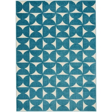 Nourison Harper Geometric Blue 4' x 6' Area Rug, (4x6)