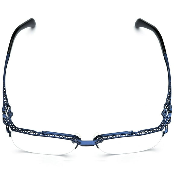 FONEX Pure Titanium Glasses Frame Men Semi Rimless Square Eyeglasses Eyewear ( 85770 Blue )