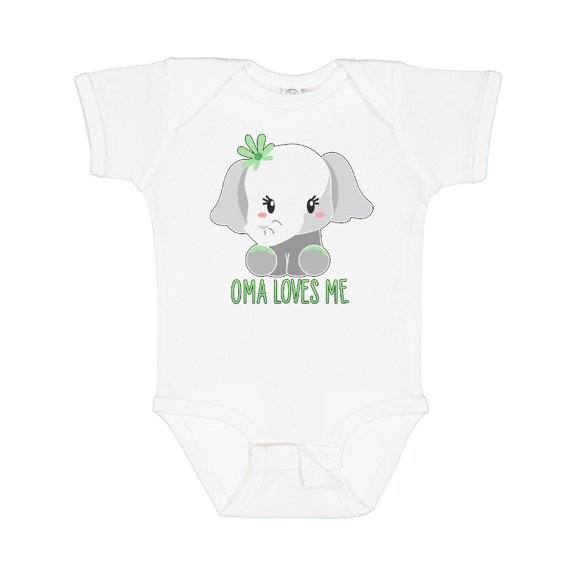 Inktastic Oma Loves Me Cute Baby Elephant Boys or Girls Baby Bodysuit
