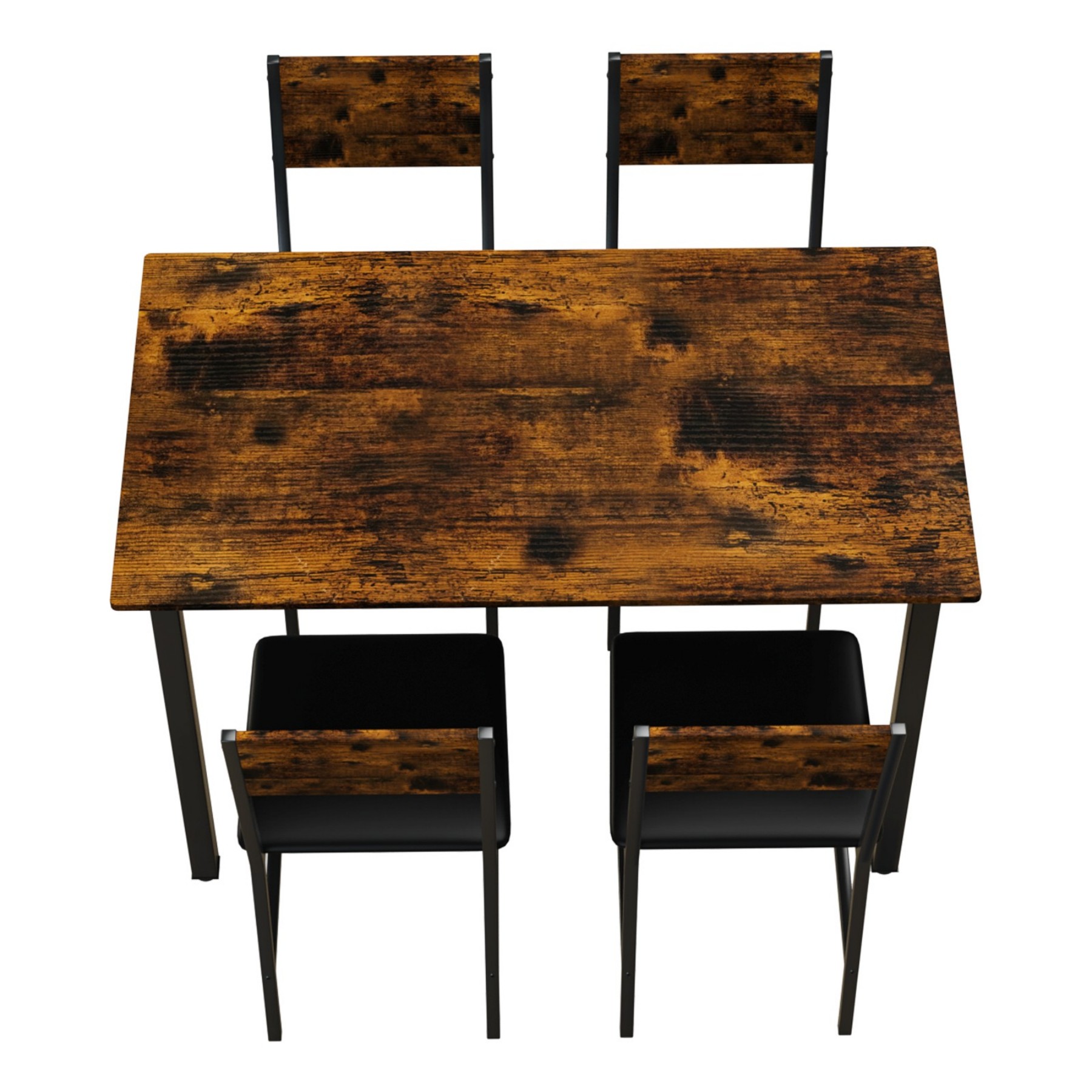 Leumius Dining Table Set for 4,Modern Wooden Kitchen Table, Square Dinette Set for Kitchen Dining Room,Dark Walnut 03