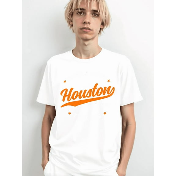 Vintage Houston City Texas Map Patriotic Texan T-Shirt Houston Downtown City Skyline Souvenir Gift Shirt for Men Women