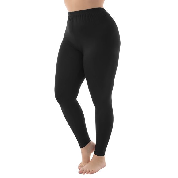 Zerdocean Leggings De Longitud Completa, Ligeros, Modales, Talla Grande, Para Mujer, Color Negro, 2X
