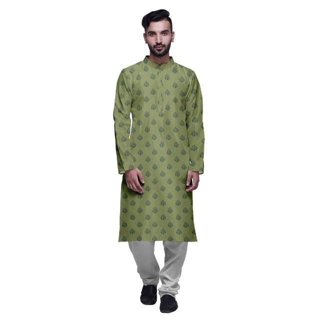 Atasi Kurta Pyjama de Fête pour Hommes, Col Mandarin, Ensemble Ethnique Imprimé Kurta