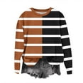 thumbnail image 4 of Gnshining Oversized Sweater for Women Color Block Long Sleeve Tunic Tops Fall Trendy Crew Neck Casual Loose Striped Blouses, 4 of 4