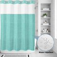thumbnail image 2 of No Hook Shower Curtain, Turquoise Burlap Texture Shower Curtains for Bathroom with See Through Top Window, Farmhouse Vintage Aqua Waterproof & Washable Bath Curtain Stall 48"x72", 2 of 9