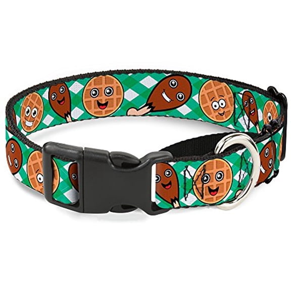 Buckle-Down Fried Chicken & Waffles Plaid White Green Martingale Dog Collar