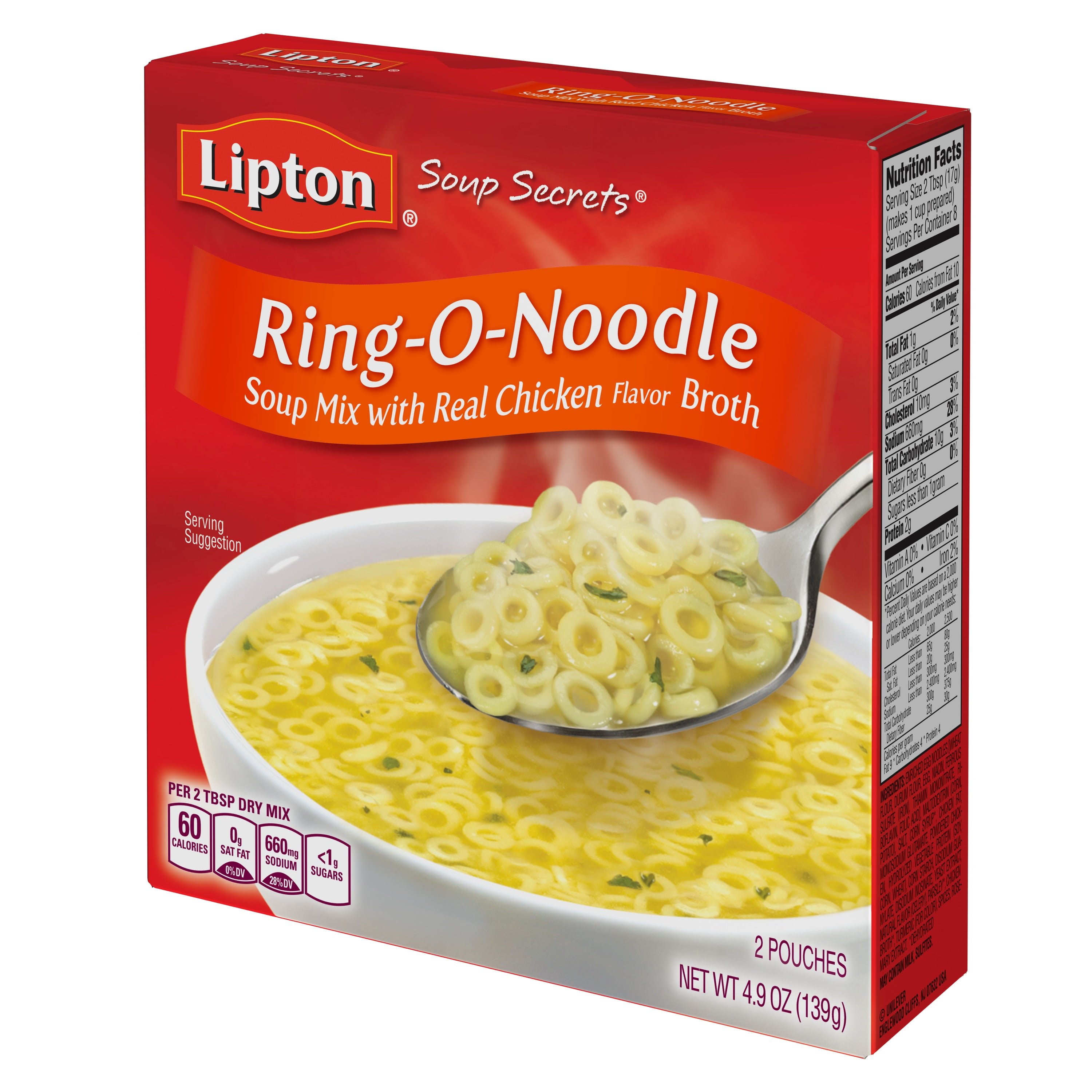 Lipton Soup Secrets Ring O Noodle Soup Mix with Real Chicken Broth 4.9 Oz