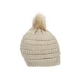 thumbnail image 2 of Gravity Threads Knit Pom Pom Beanie Hat - Beige, 2 of 2