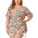 thumbnail image 1 of Women's Plus Size Blouse Floral Ruffle Sleeve Faux Wrap Peplum Top Pink 4X, 1 of 7