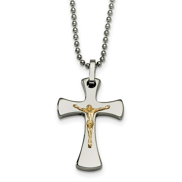 Mens 14k Gold Crucifix Pendant
