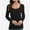 Black, variant on Women Long Sleeve Scoop Neck Slim Fitted Basic Soft T-Shirts
