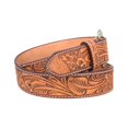 thumbnail image 3 of RESISTANCE Premium Western Cowgirl Cowboy Floral Tooled Argentinian Leather Belt With Floral Embossed Silver Buckle, 3 of 9