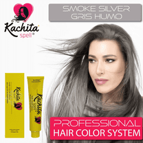 Permanent Hair Dye Smoke Silver Kachita Spell 3.52 oz 100 mL Professional Hair Color Cream with Keratin and Argan Oil, 100% Gray Coverage