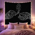thumbnail image 2 of White Line-Art Hands with Smoke on Black Background, Mystical Celestial for Gothic Decor Lovers, Nature Inspired Art, Housewarming Gift Tapestry Wall Hanging for Bedroom and Living Room, 2 of 7