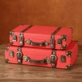 thumbnail image 4 of Sturdy Retro Wooden Suitcases Leather Cover Reinforced Edges Comfortable Grip Two Sizes Ideal for Travel and Storage, 4 of 8