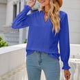 thumbnail image 2 of Pompotops Mode Femme Col en V Manches Longues Décontracté Confortable Couleur Unie Manches à Volants Blouse en Solde, 2 of 8
