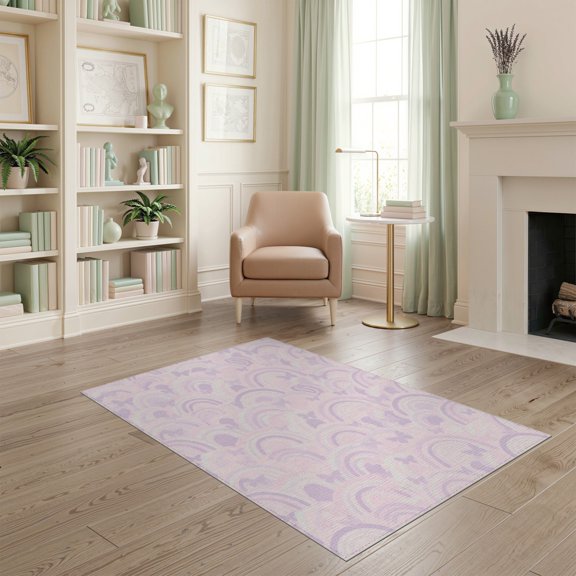ODIKA Asymmetrical Whimsical Interlocking Shapes Scattered Geometric for Dorm Room, Small Living Apartment, Stain Resistant Low Profile