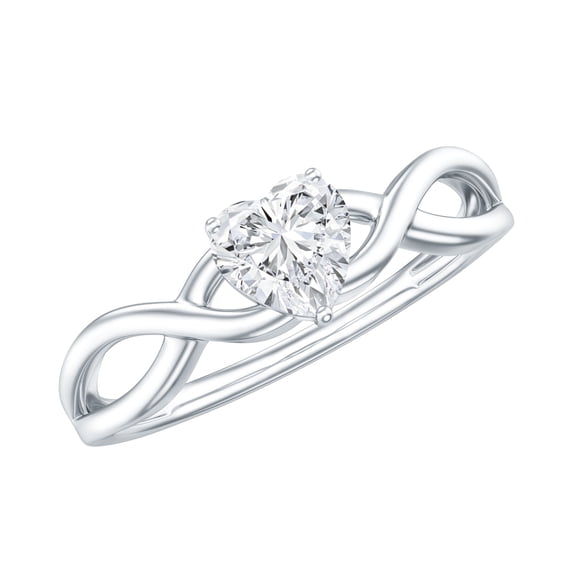 Rosec Jewels Lab Grown Diamond Heart Promise Ring for Women - Crossover Ring - EF-VS Quality - Ready to Gift for Valentines Day, 925 Sterling Silver, US 4.00