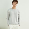 thumbnail image 1 of Suéter de cuello redondo para hombre, jersey de cuello en V, suelto, de talla grande, de manga larga, de punto, con parte superior interior gruesa, 1 of 6