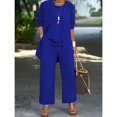 thumbnail image 1 of Plus Size Casual Solid Color Three-piece Set, Open Front Top & Crew Neck Tank Top & Pants Outfits, Women's Plus Size Clothing, 1 of 8