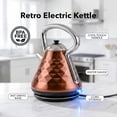 thumbnail image 2 of OVENTE Retro Electric Kettle, 1.7L Stainless Steel Tea Kettle, 1500W Fast Heating Hot Water Boiler with LED Indicator Light, Auto Shut-Off & Boil-Dry Protection, BPA-Free Teapot, Copper KS755CO, 2 of 8
