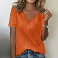 thumbnail image 4 of Yubnlvae Women's Striped Knit Sweater Slim Fit Short Sleeve Versatile Pullover Casual Top, Orange, Xxl, 4 of 4