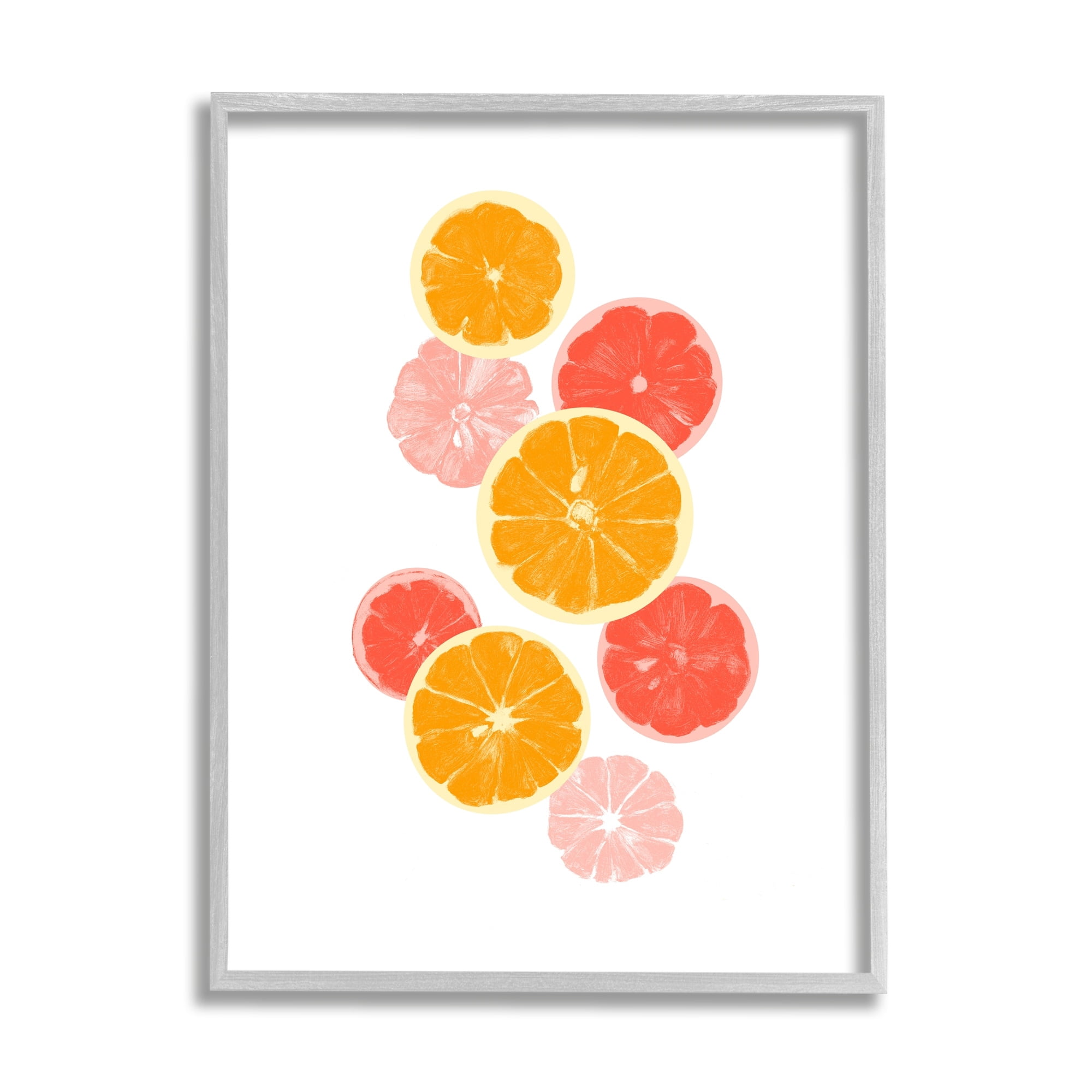 Stupell Industries Mixed Citrus Fruit Slices Casual Summer Kitchen Graphic Art Gray Framed Art Print Wall Art, Design by Emma Caroline
