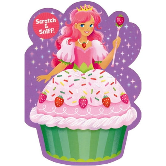 Paper House Productions Strawberry Princess Cupcake Scratch and Sniff Juvenile Birthday Card for Girls: Kids: Children