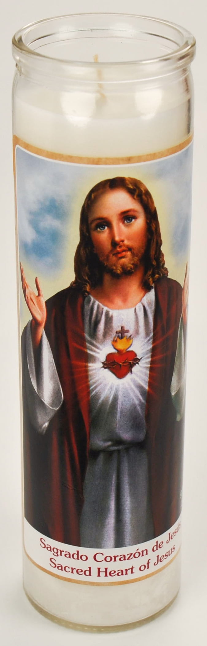 (2 pack) Prayer Candle Sacred Heart White Wax, 8 inch Religious Candle