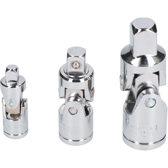 Universal Joint UJs Wobble Angle Socket Set 3pc 1/4" 3/8" and 1/2" Drive