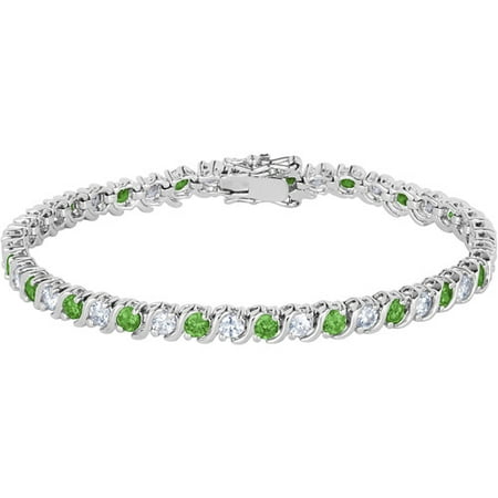 6.09 Carat T.G.W. CZ and Synthetic Quartz Sterling Silver 3mm Tennis Bracelet, 7.25