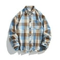 thumbnail image 2 of LNWUY Men's Plaid Flannel Shirts Button Down Long Sleeve Regular-Fit Shacket Jacket Classic Lapel Checked Shirt Jacket Spring Summer Clothes Blue XXXL, 2 of 4
