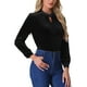 thumbnail image 4 of Blusa elegante casual de terciopelo para mujer con cuello alto y mangas largas en negro, 4 of 5