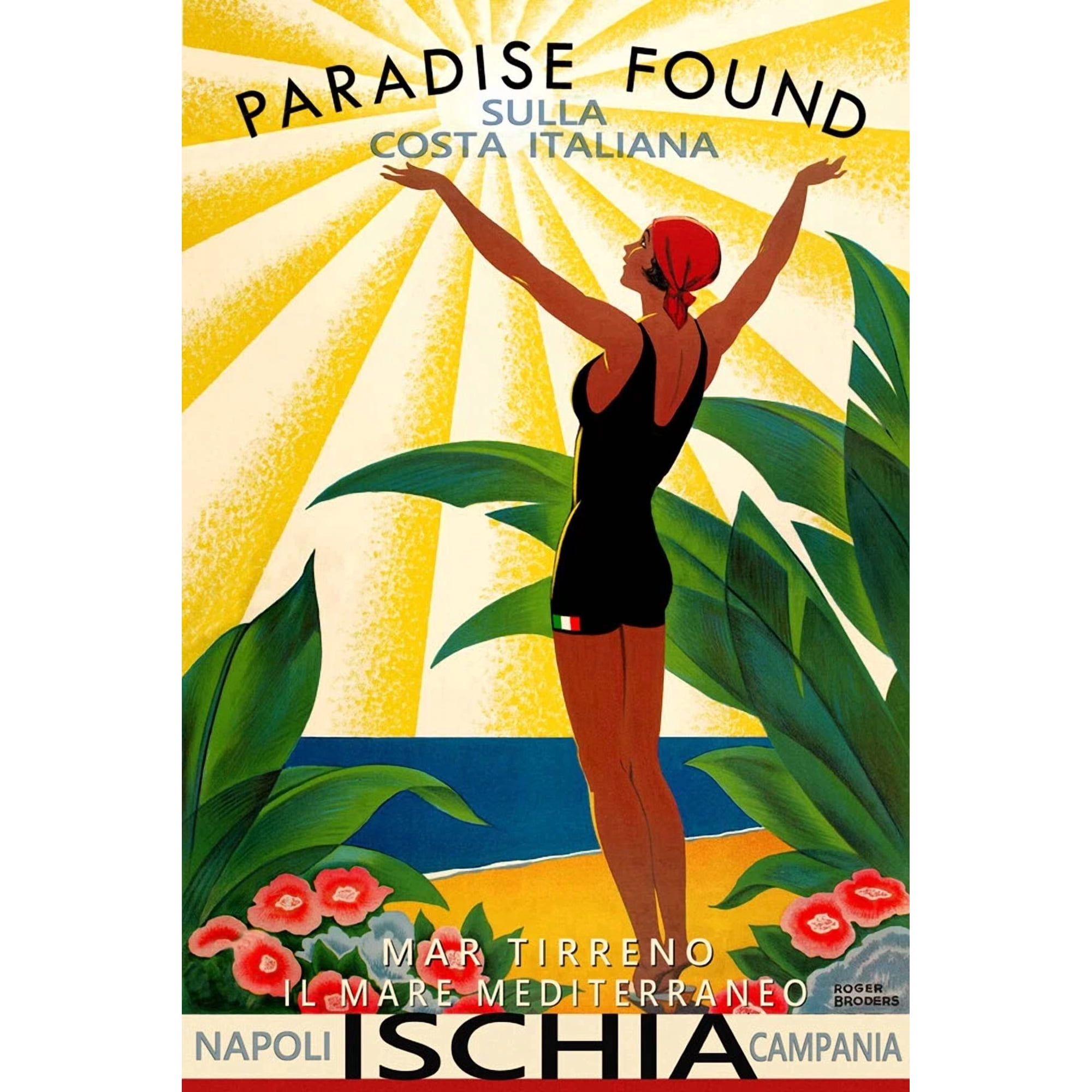 Ischia Italian Island Napoli Campania Tyrrhenian Sea Travel Office Variant 2 Poster , Poster Print Only