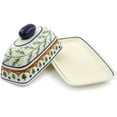 thumbnail image 2 of Polish Pottery 7½-inch Butter Dish (Pine Boughs Theme) Hand Painted in Boleslawiec, Poland + Certificate of Authenticity, 2 of 6